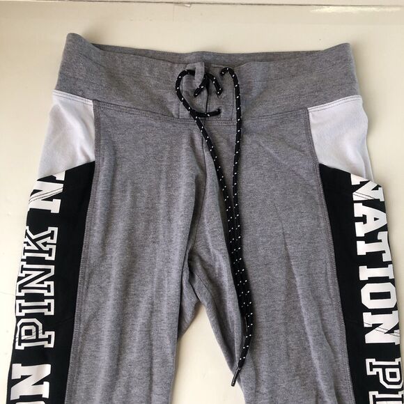 Victoria Secret Pink Nation Jogger Leggings Pockets Tie Waist Gray XS - Picture 9 of 13